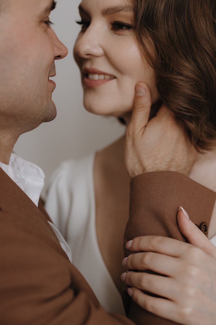 Romantic Couple Embracing in Intimate Moment